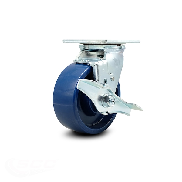 5 Inch Solid Polyurethane Swivel Caster with Ball Bearing and Brake SCC